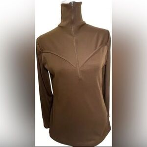 Vintage S/M Brown Zip Neck Knit Pullover